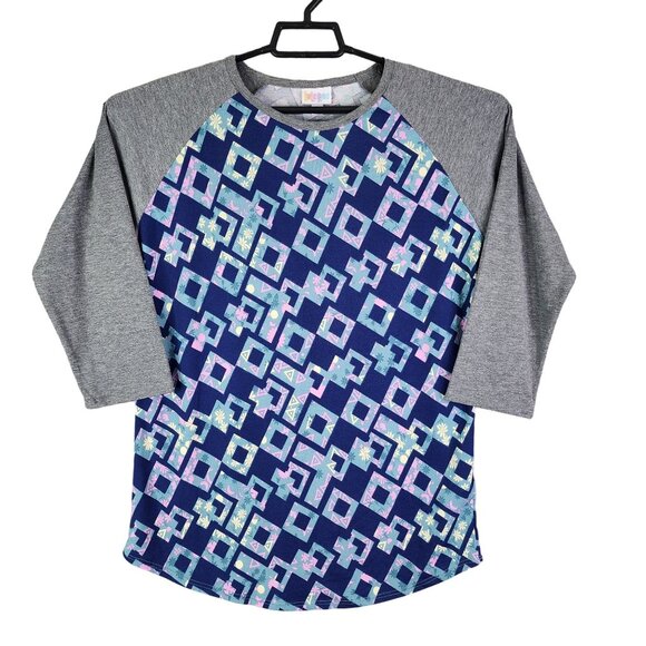 Women's LuLaRoe Shirt Raglan Sleeve Geometric Print Crew Neck Size L - Picture 1 of 11
